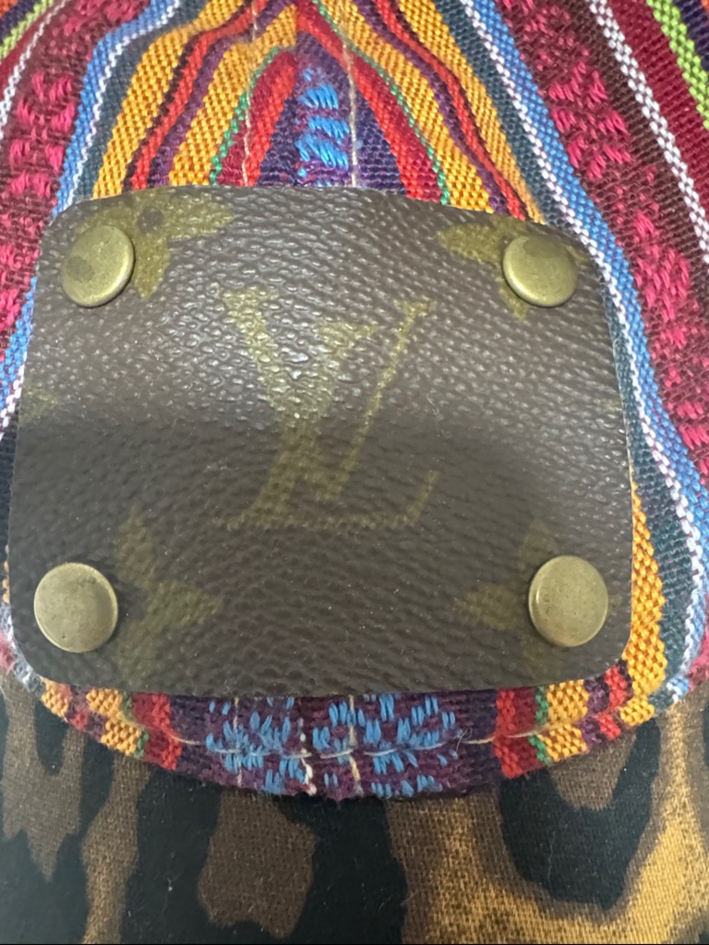Louis Vuitton emblem Multicolor Striped & Leopard Accent Trucker Hat - Picture 2 of 6